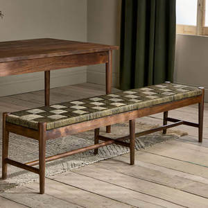 Nkuku Small Washed Raunak Acacia Walnut Acacia Woven Bench